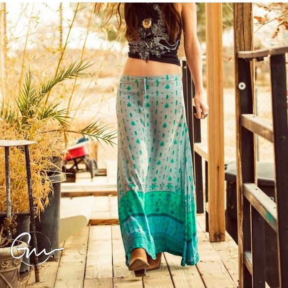 Spell Dresses & Skirts - Spell (& the Gypsy Collective) Desert Wanderer Maxi Skirt - S (Aqua) AU 8/US 4